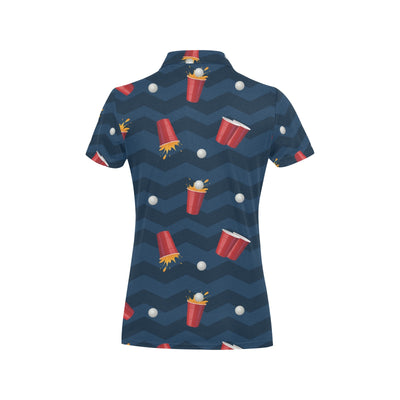 Beer Pong Pattern Print Design 01 Women's Polo Shirt