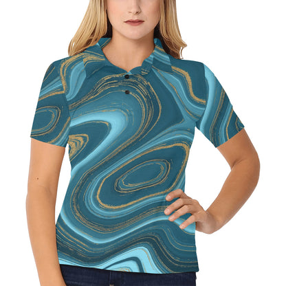 Liquid Pattern Print Design 04 Women's Polo Shirt