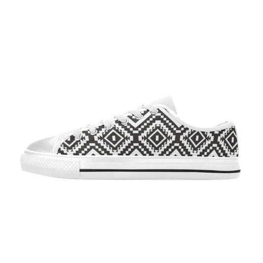 Tribal Pattern Print Design LKS303 Women's White Low Top Shoes