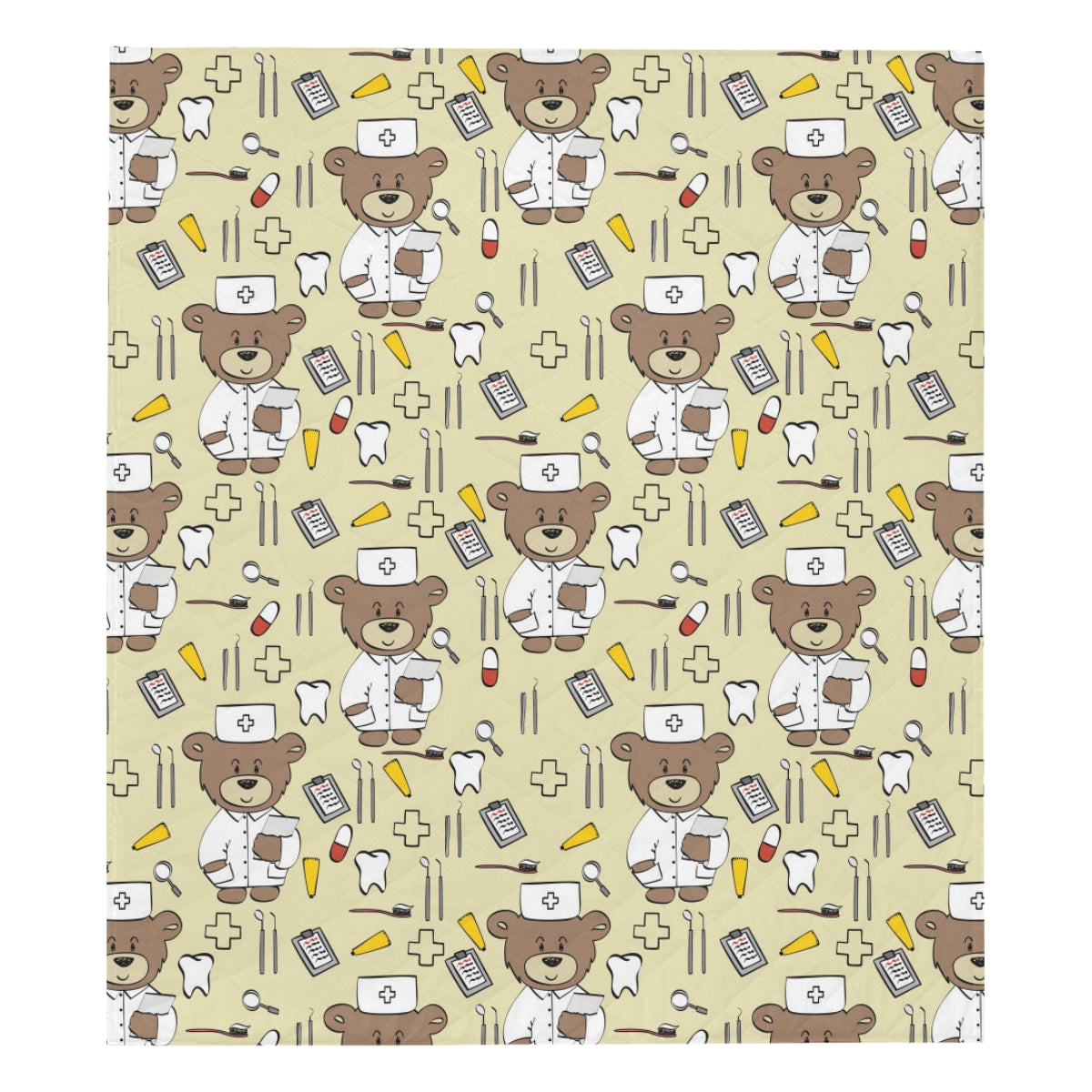 Nurse Bear Pattern Print Design A02 Premium Quilt