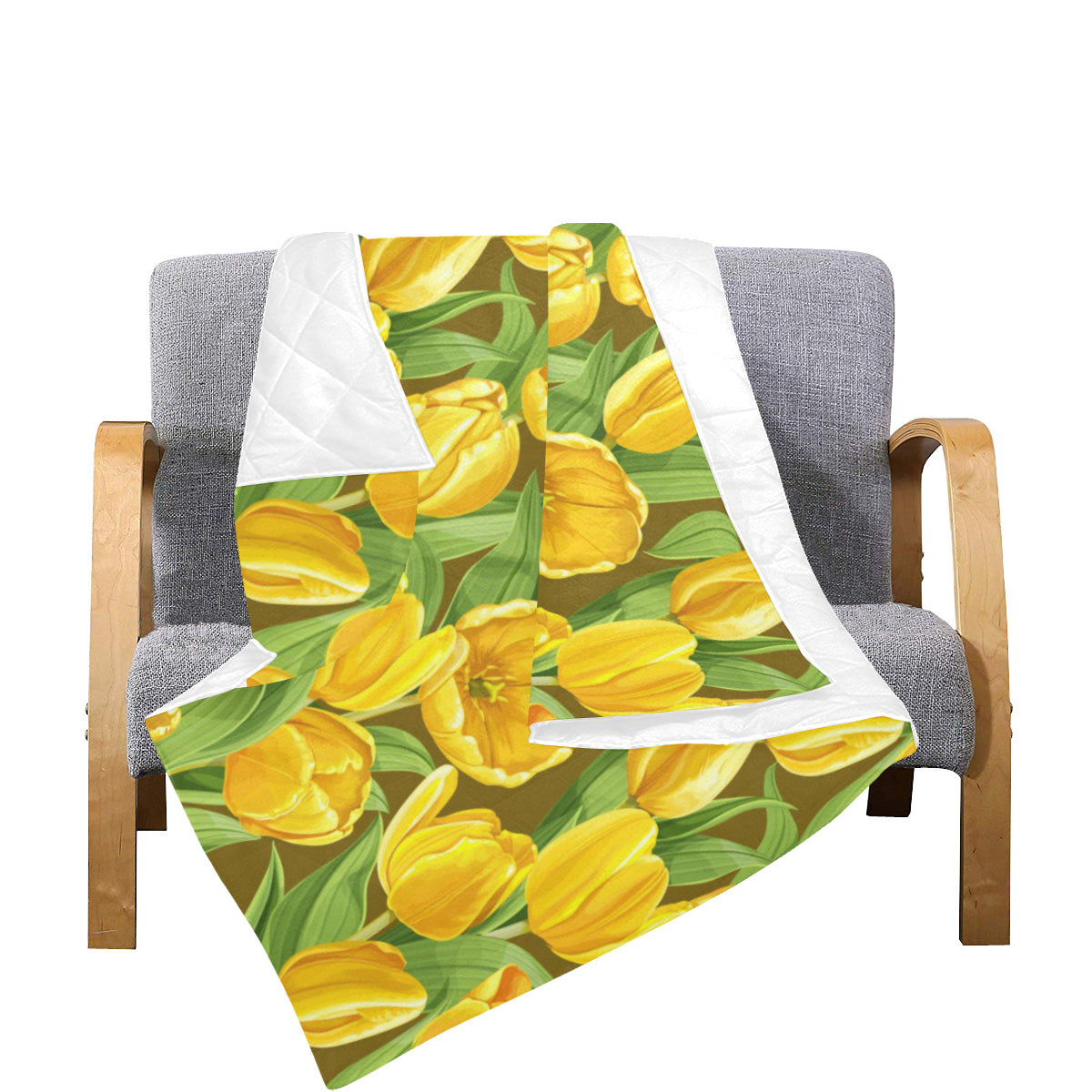Tulip Yellow Pattern Print Design TP010 Premium Quilt