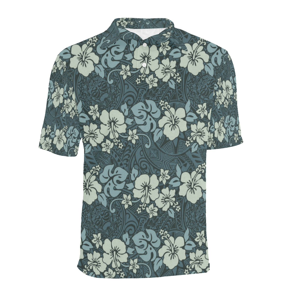 Flower Hawaiian Hibiscus Style Print Pattern Men Polo Shirt