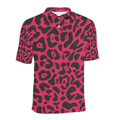 Cheetah Pink Print Pattern Men Polo Shirt