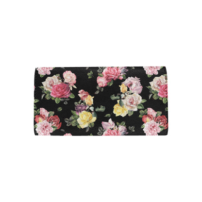 Rose Pattern Print Design RO010 Women's Trifold Wallet