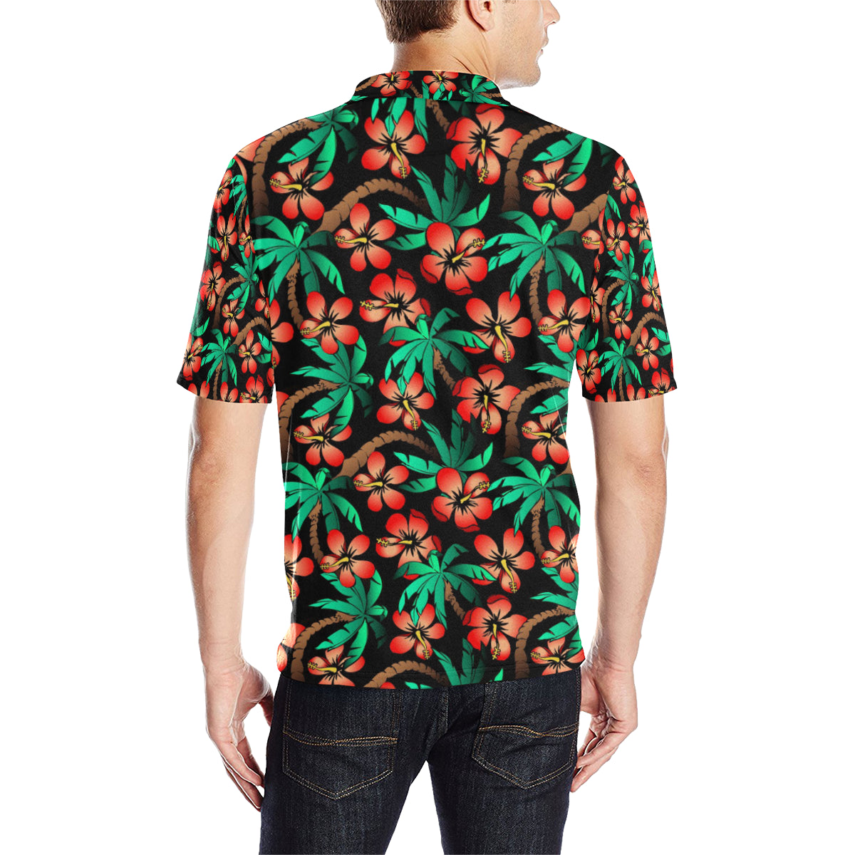 Hawaiian Themed Pattern Print Design H022 Men Polo Shirt