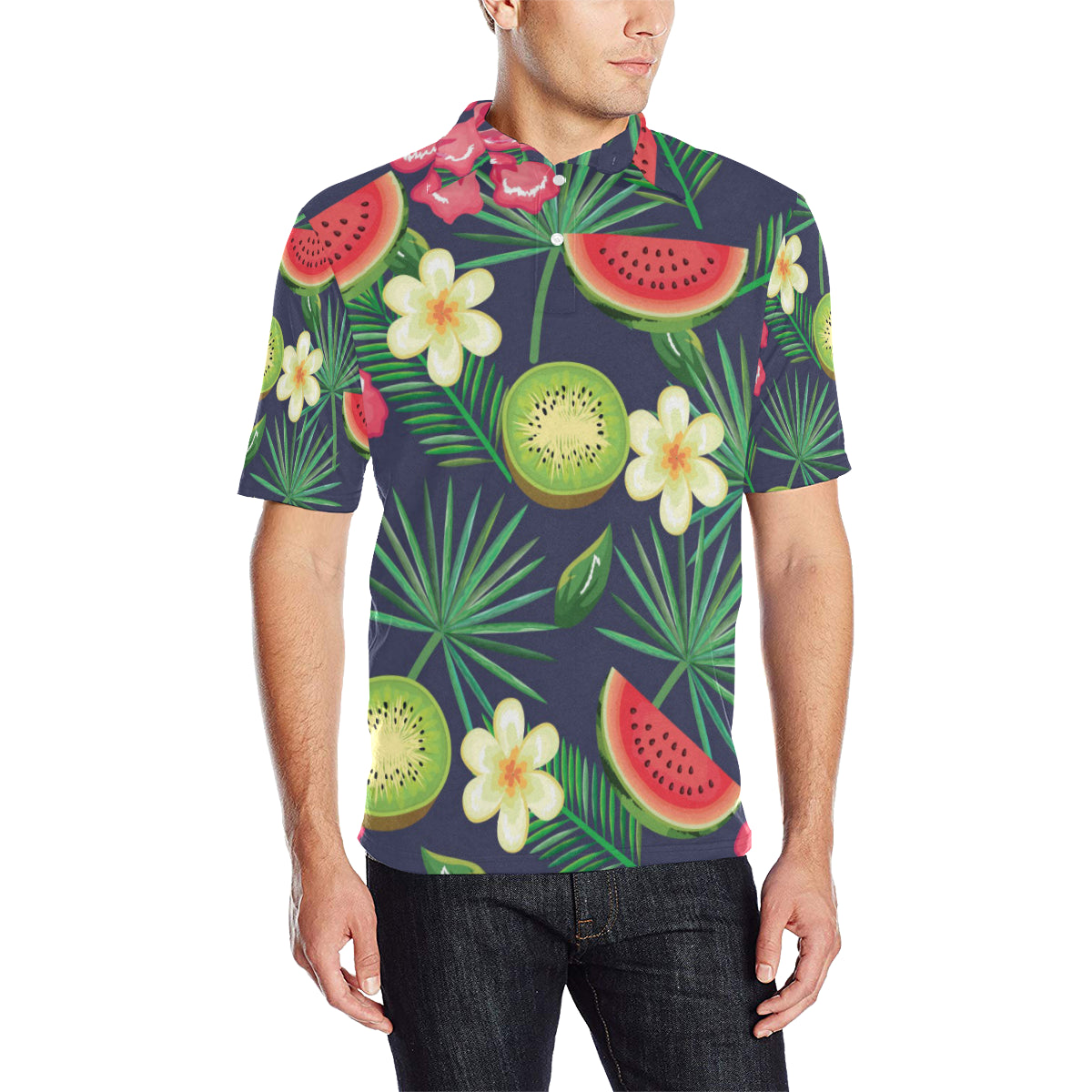 Tropical Fruits Pattern Print Design TF05 Men Polo Shirt