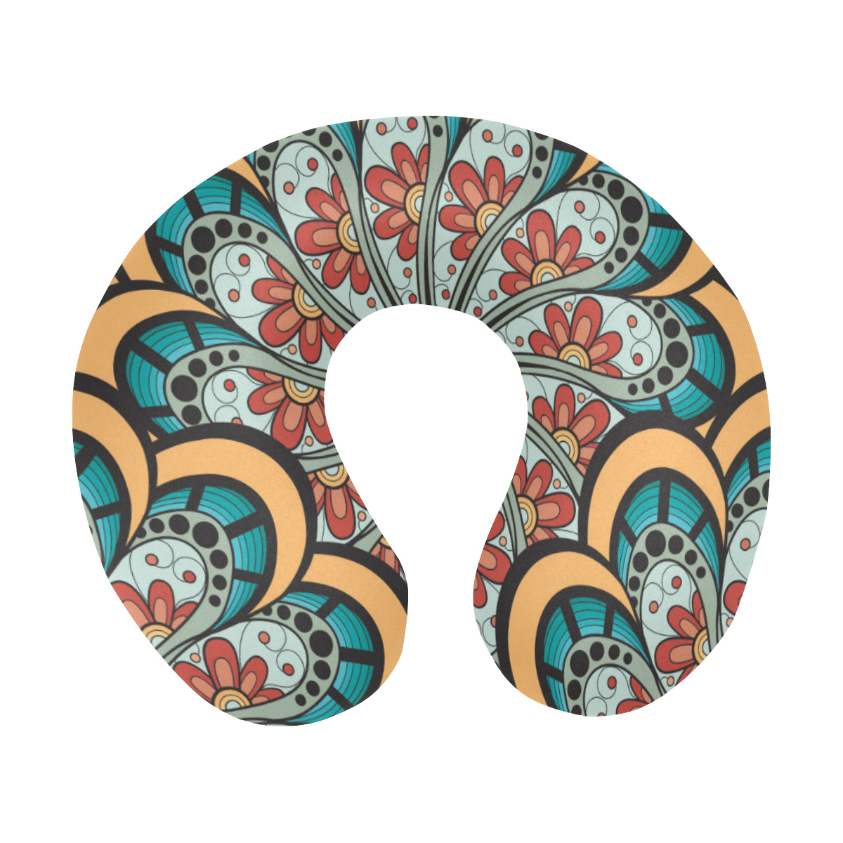 Mandala Pattern Print Design 01 U-Shaped Travel Neck Pillow