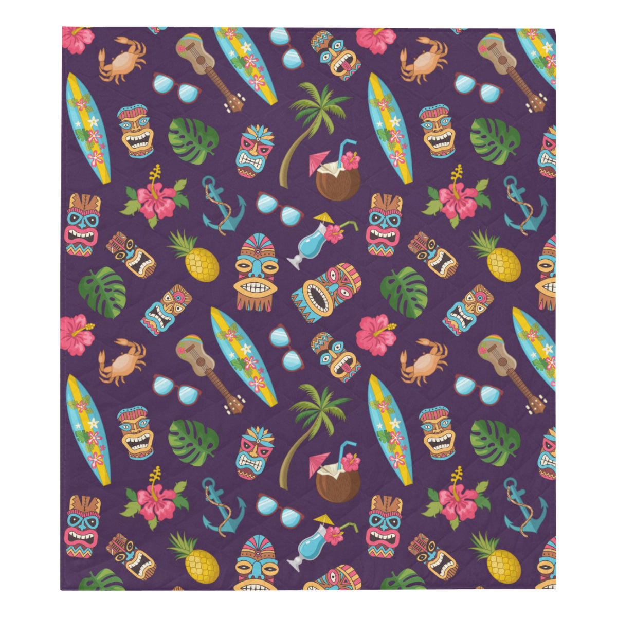 Hawaiian Themed Pattern Print Design H024 Premium Quilt