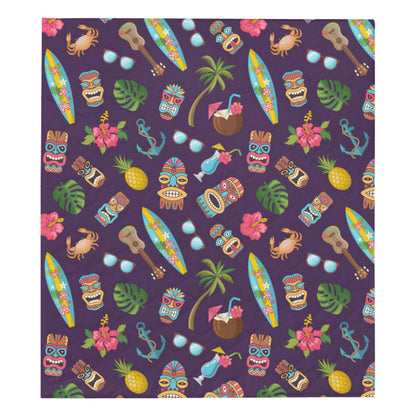 Hawaiian Themed Pattern Print Design H024 Premium Quilt