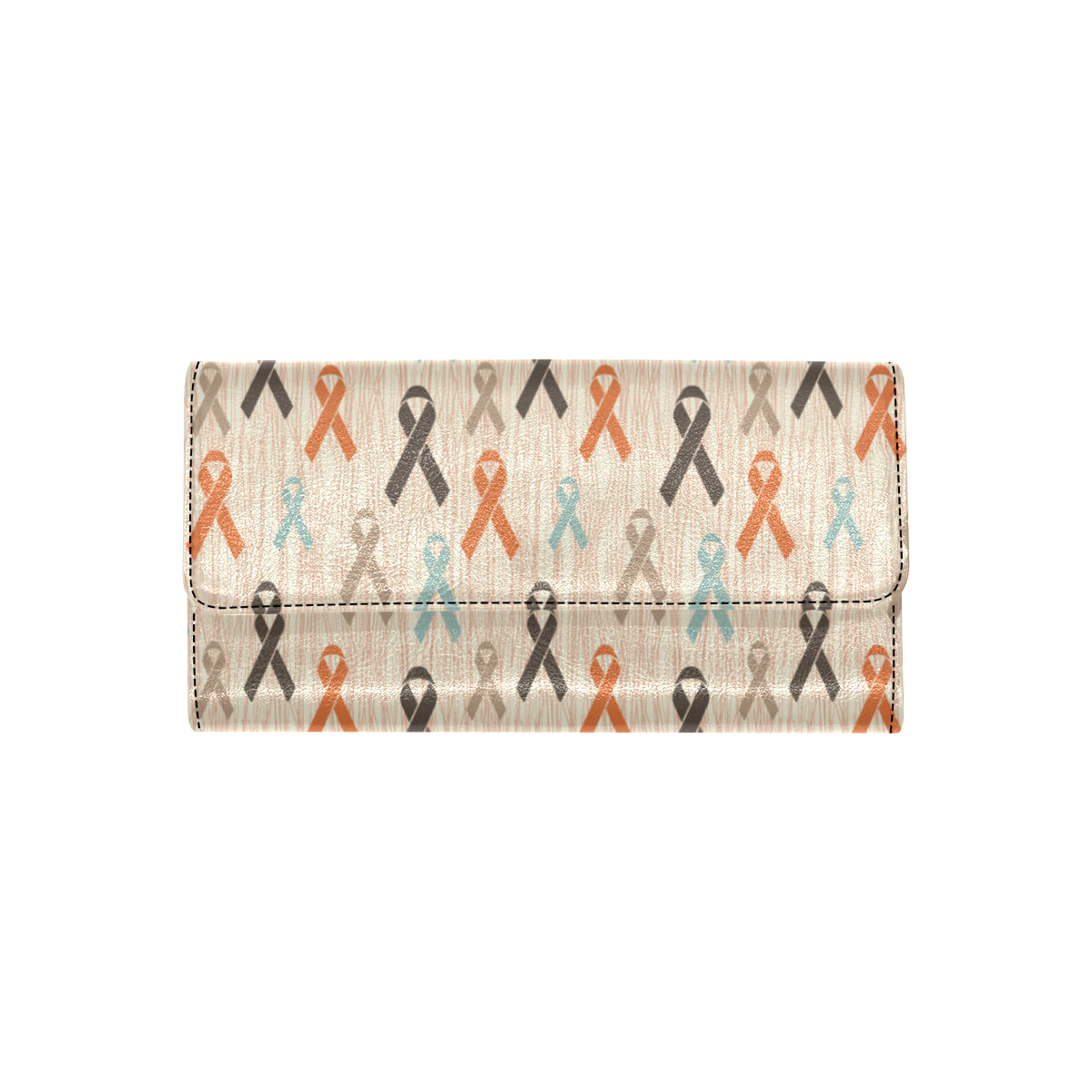 Cancer Awareness Pattern Print Design 01 Women's Trifold Wallet