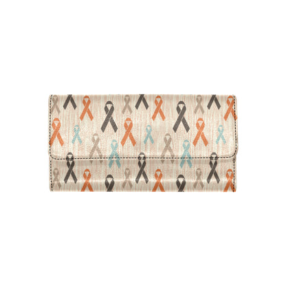 Cancer Awareness Pattern Print Design 01 Women's Trifold Wallet