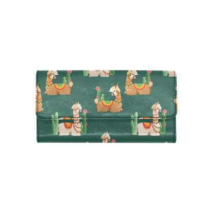 Llama Cactus Pattern Print Design 07 Women's Trifold Wallet