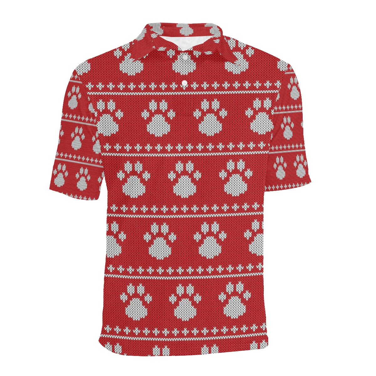 Knit Paw Pattern Print Design 03 Men Polo Shirt