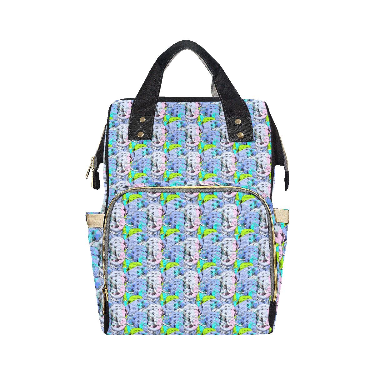 Elephant Art color Print Pattern Diaper Bag Backpack