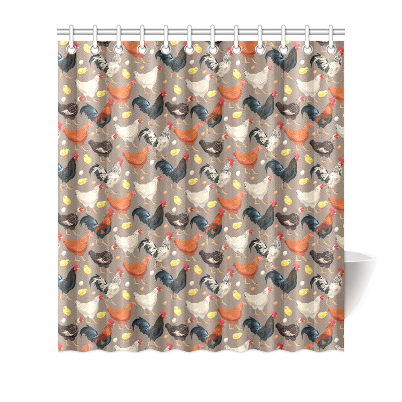 Chicken Evolution Pattern Shower Curtain