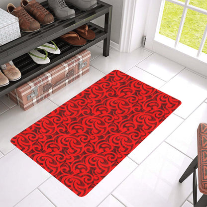 Maori Red Themed Design Print Rubber Doormat