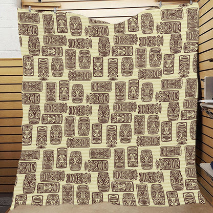 Tiki Brown Mask Print Premium Quilt