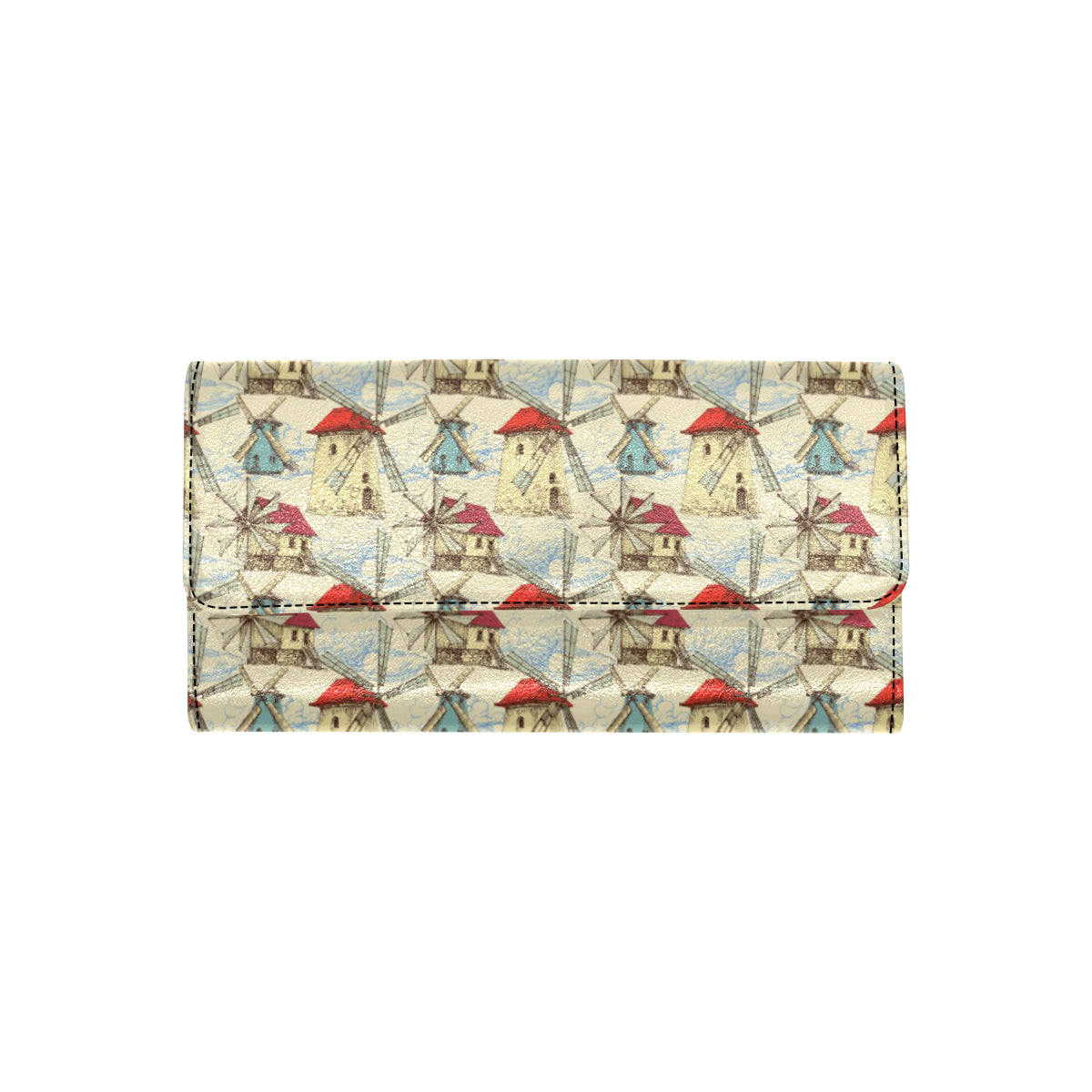 Windmill Pattern Print Design 01 Women's Trifold Wallet