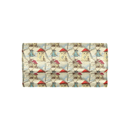 Windmill Pattern Print Design 01 Women's Trifold Wallet