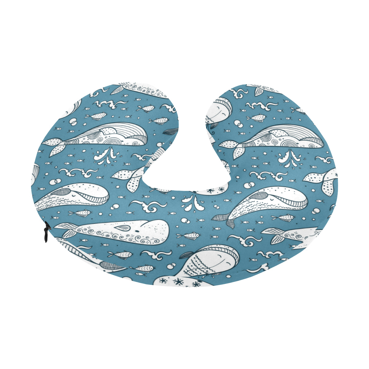 Humpback Whale Pattern Print Design 03 U-Shaped Travel Neck Pillow