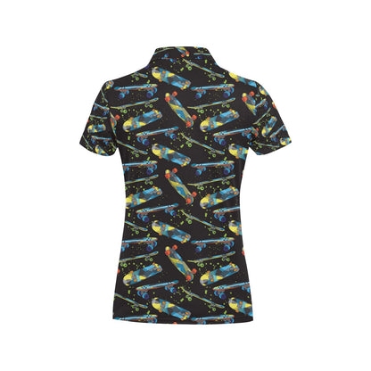 Skateboard Print Design LKS305 Women's Polo Shirt