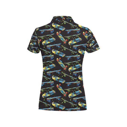 Skateboard Print Design LKS305 Women's Polo Shirt