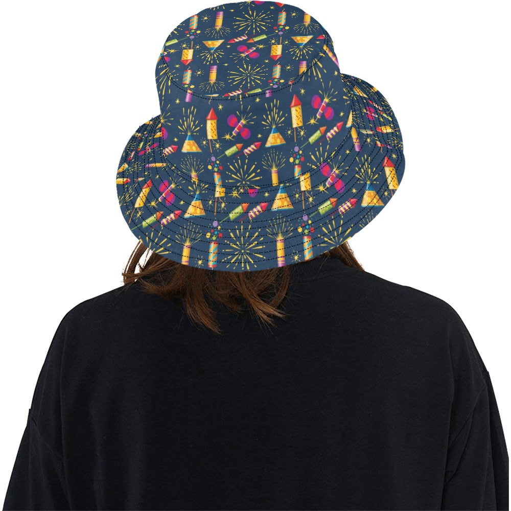 Firework Sparkling Rockets Print Design LKS306 Unisex Bucket Hat