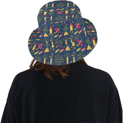 Firework Sparkling Rockets Print Design LKS306 Unisex Bucket Hat