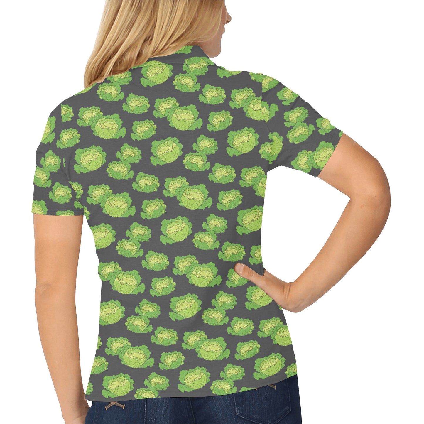 Cabbage Pattern Print Design 01 Women's Polo Shirt