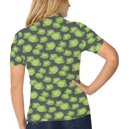 Cabbage Pattern Print Design 01 Women's Polo Shirt