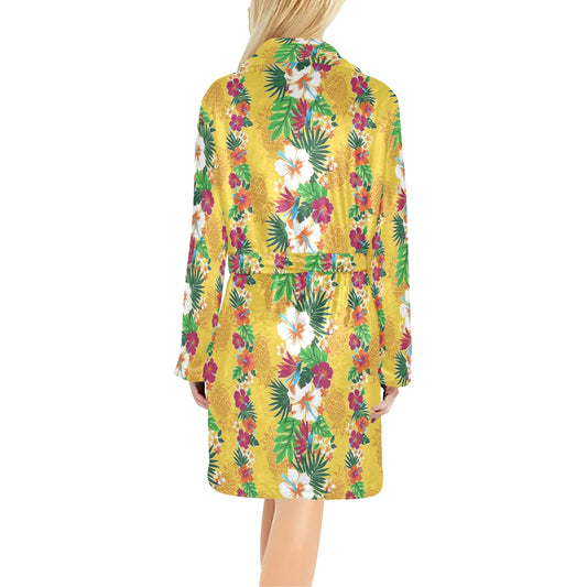 Hawaiian Themed Pattern Print Design H09 Women's Fleece Robe