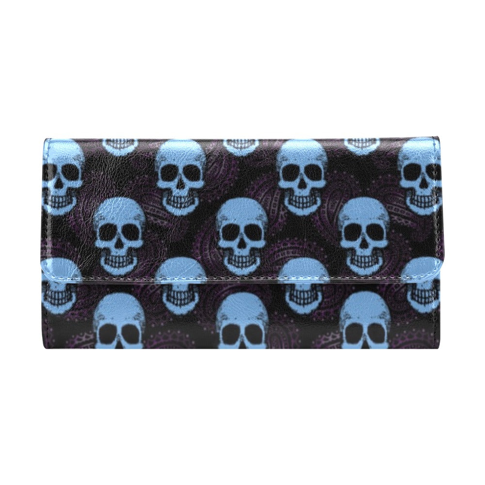 Skull Print Design LKS3012 Women's Trifold Wallet