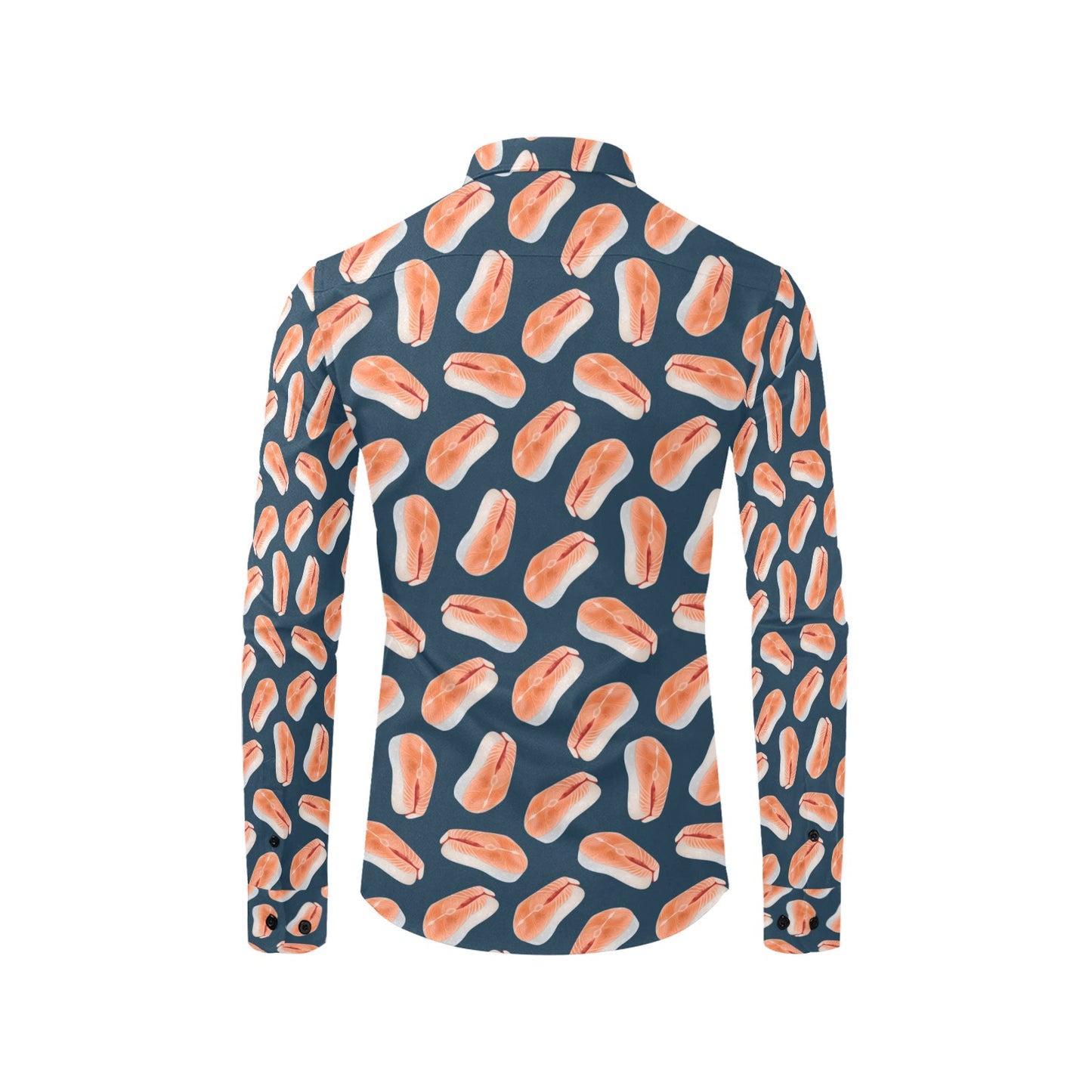 Salmon Steak Print Design LKS306 Men's Long Sleeve Dress Shirt