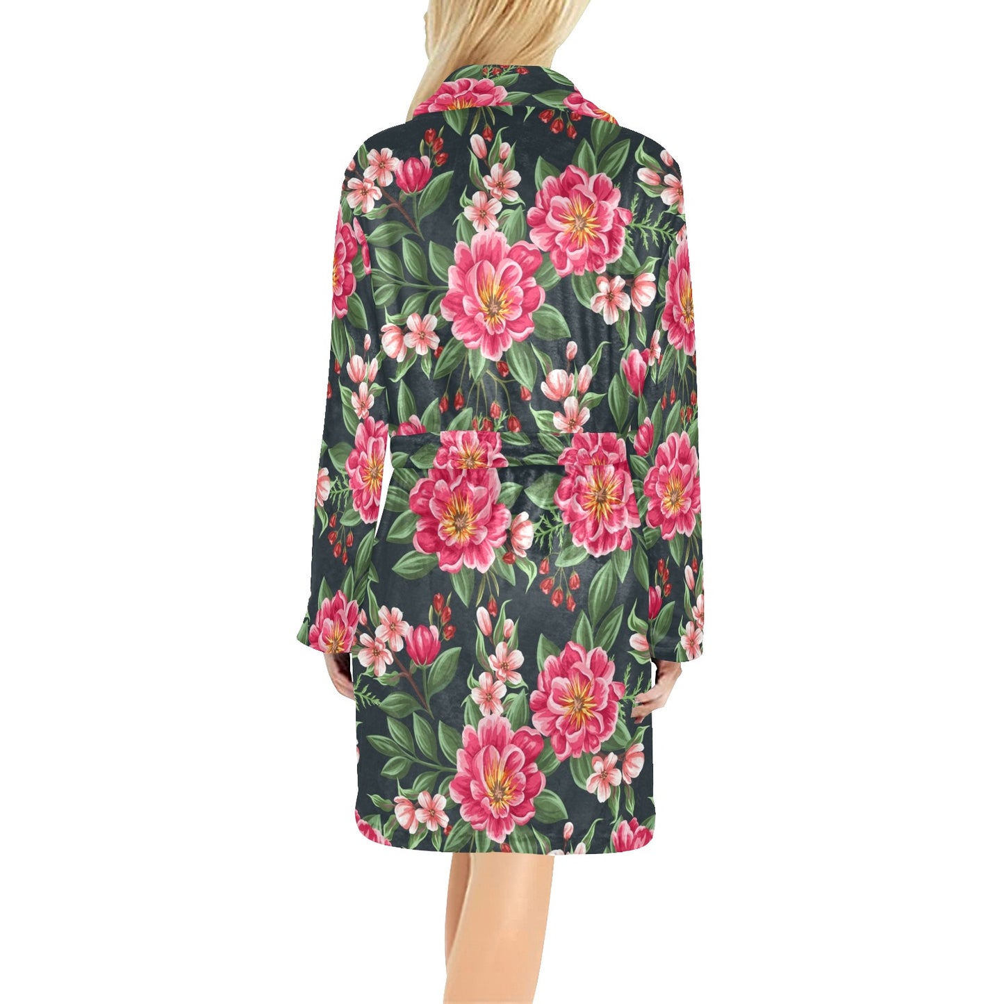 Summer Floral Pattern Print Design SF06 Women's Fleece Robe