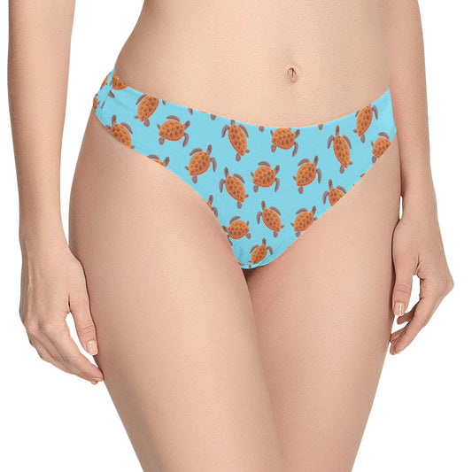 Brow Sea Turtle Print Pattern Women's Thongs