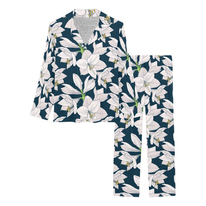 Amaryllis Pattern Print Design AL02 Women's Long Pajama Set