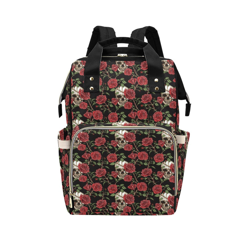 Skull And Roses Print Design LKS303 Diaper Bag Backpack