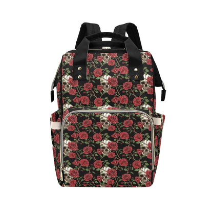 Skull And Roses Print Design LKS303 Diaper Bag Backpack