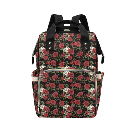 Skull And Roses Print Design LKS303 Diaper Bag Backpack