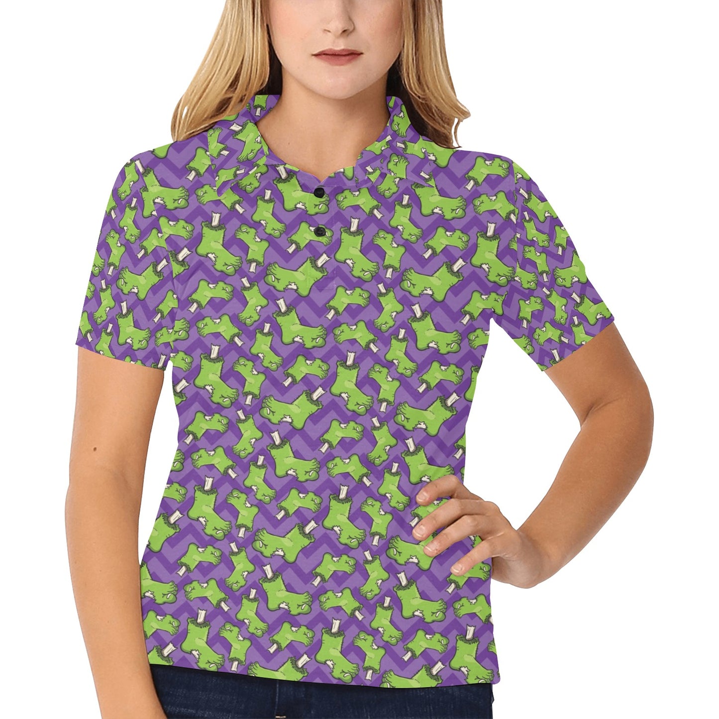 Zombie Foot Design Pattern Print Women's Polo Shirt