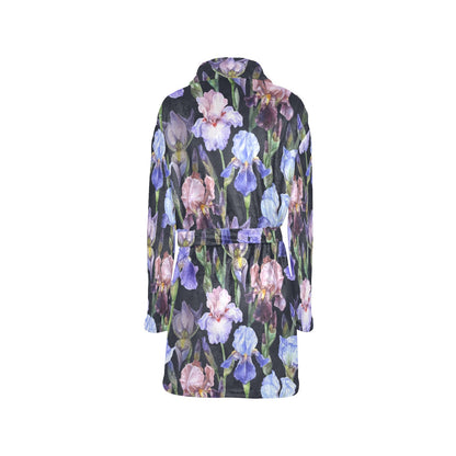 Iris Pattern Print Design IR04 Women's Fleece Robe