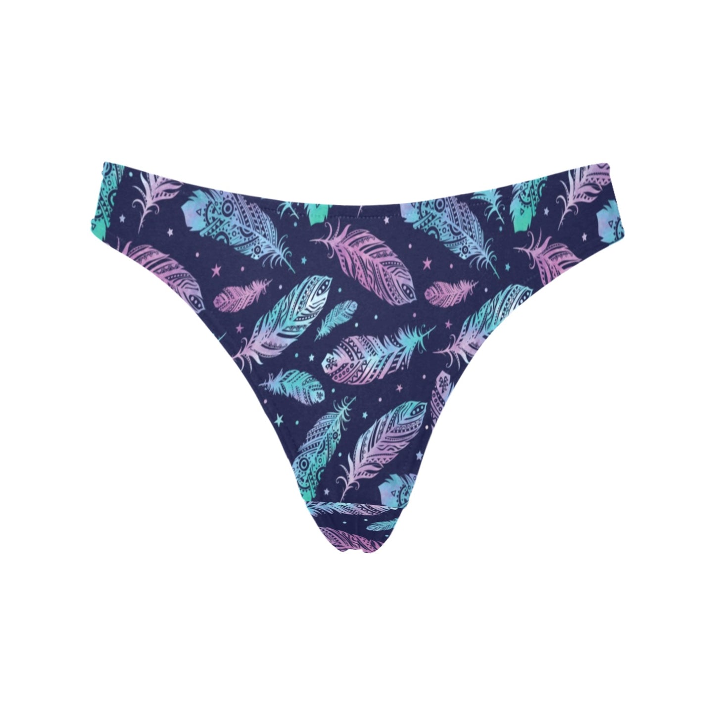 Feather Aztec Design Print Women's Thongs