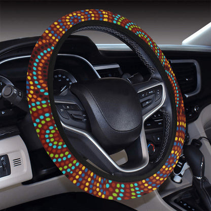 Aboriginal Print Design LKS403 Steering Wheel Cover with Elastic Edge
