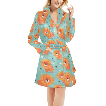 Lion Baby Pattern Print Design 03 Women's Fleece Robe