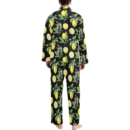 Lemon Pattern Print Design LM02 Men's Long Pajama Set