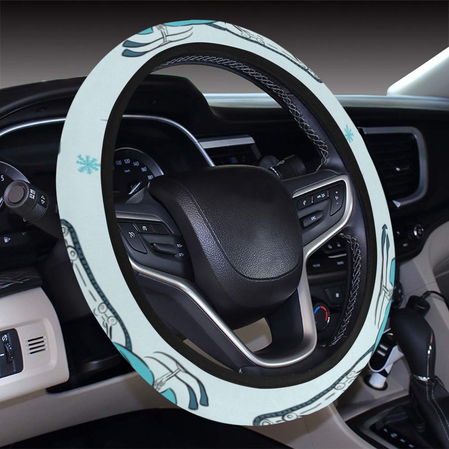 Snowmobile Print Design LKS301 Steering Wheel Cover with Elastic Edge