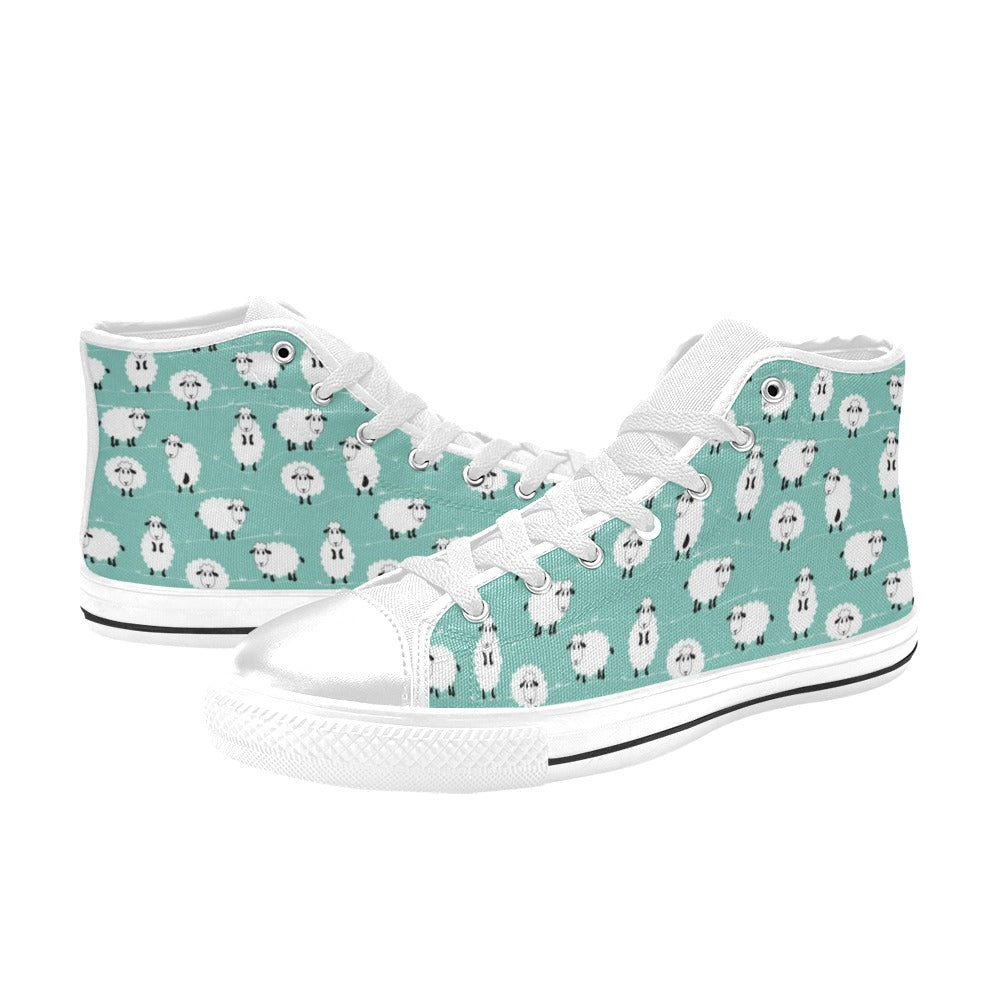 Sheep Print Design LKS404 Men's High Top Canvas Shoes