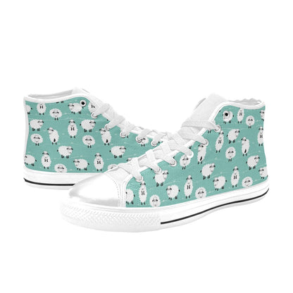 Sheep Print Design LKS404 Men's High Top Canvas Shoes