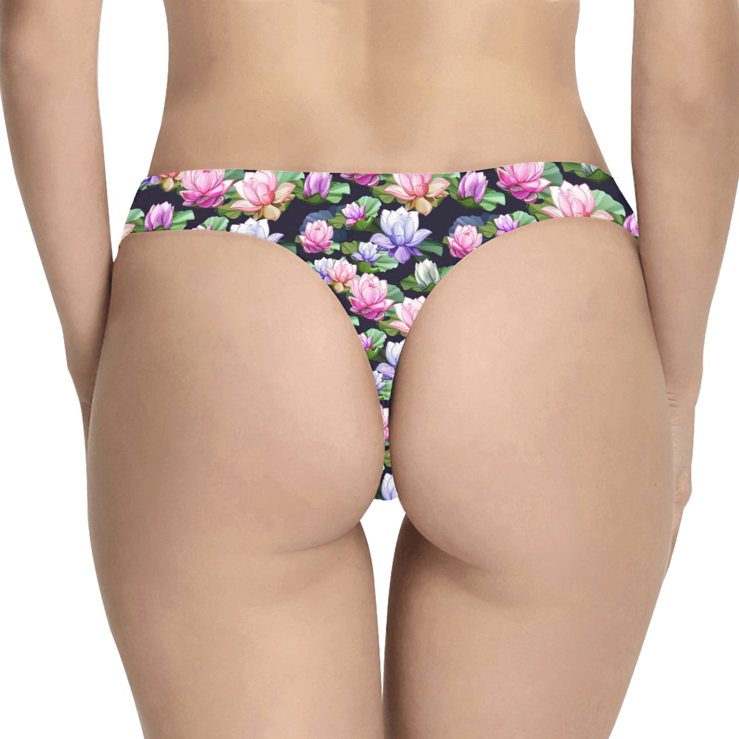 Lotus Flower Print Design Women's Thongs
