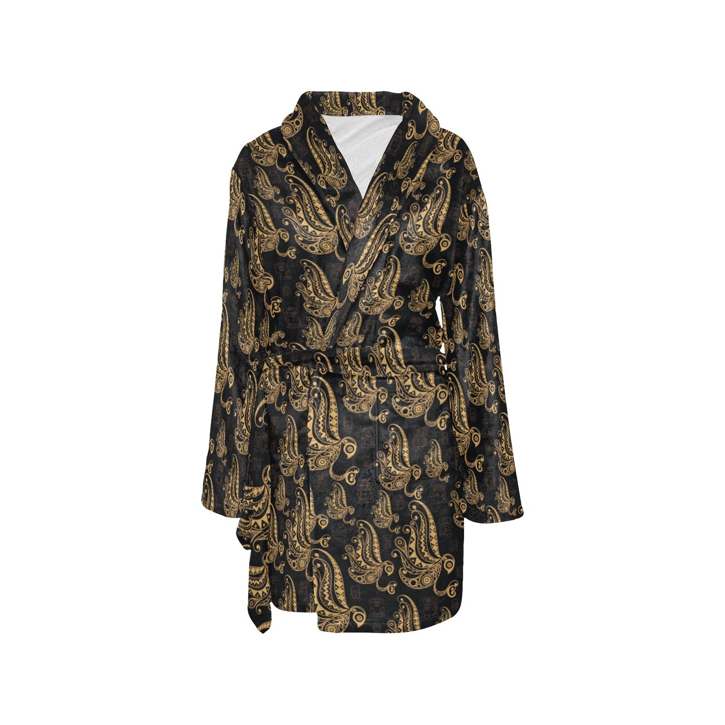 Owl Tribal Polynesian Design Print Women's Fleece Robe